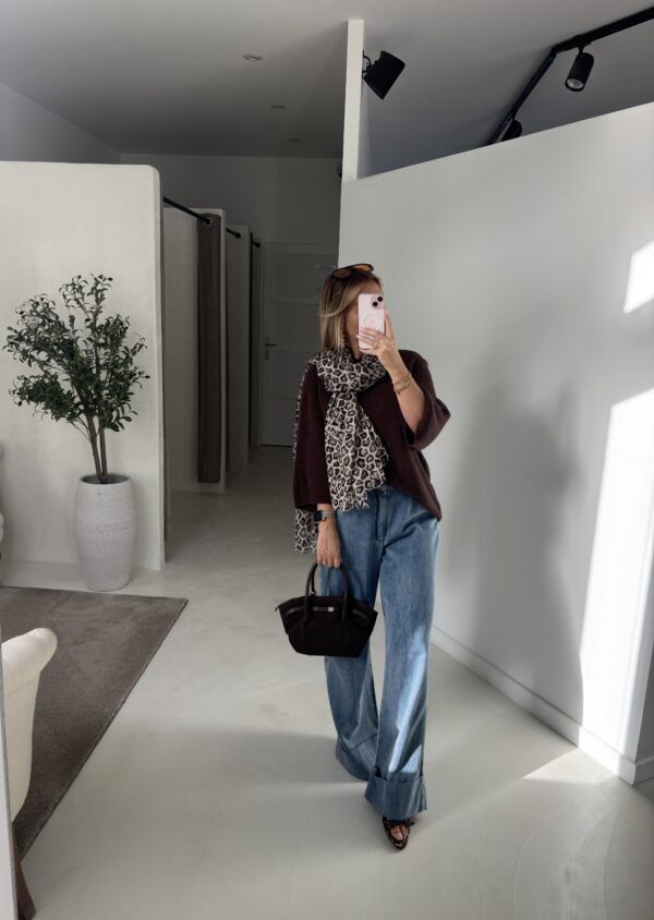 Pull marron manches 3/4