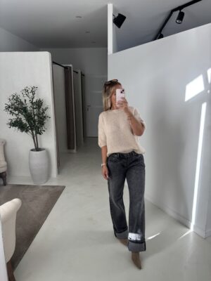 Pull manches courtes beige