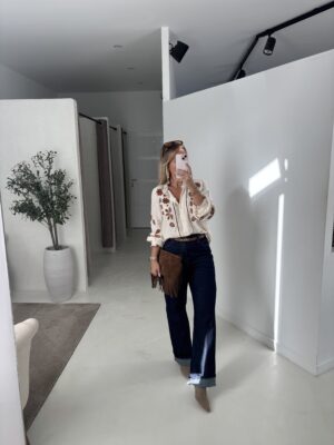 Jean wide leg brut taille haute
