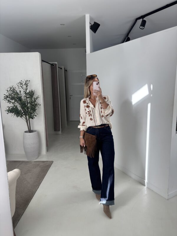 Jean wide leg brut taille haute