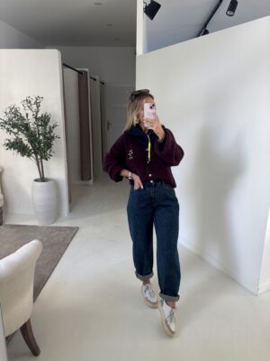 Gilet bordeaux foncé « From I love you to Je t’aime »