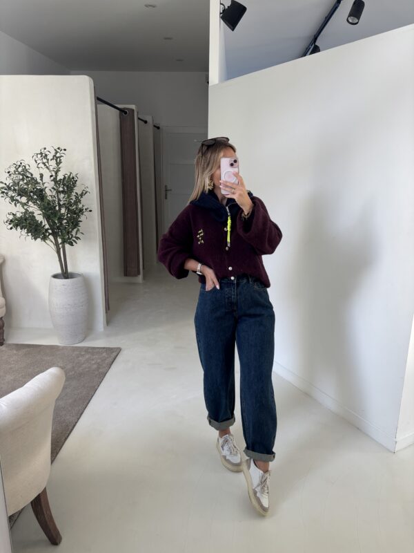 Gilet bordeaux foncé « From I love you to Je t’aime »