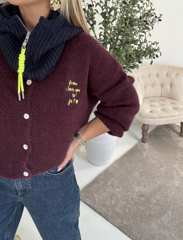Gilet bordeaux foncé « From I love you to Je t’aime » – Image 2