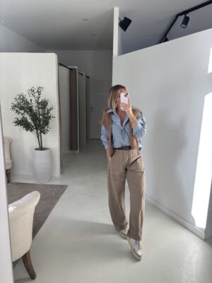 Chemise bleu à rayures blanches