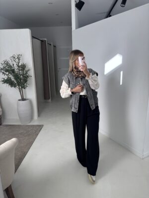 Veste en jean sans manches gris délavé