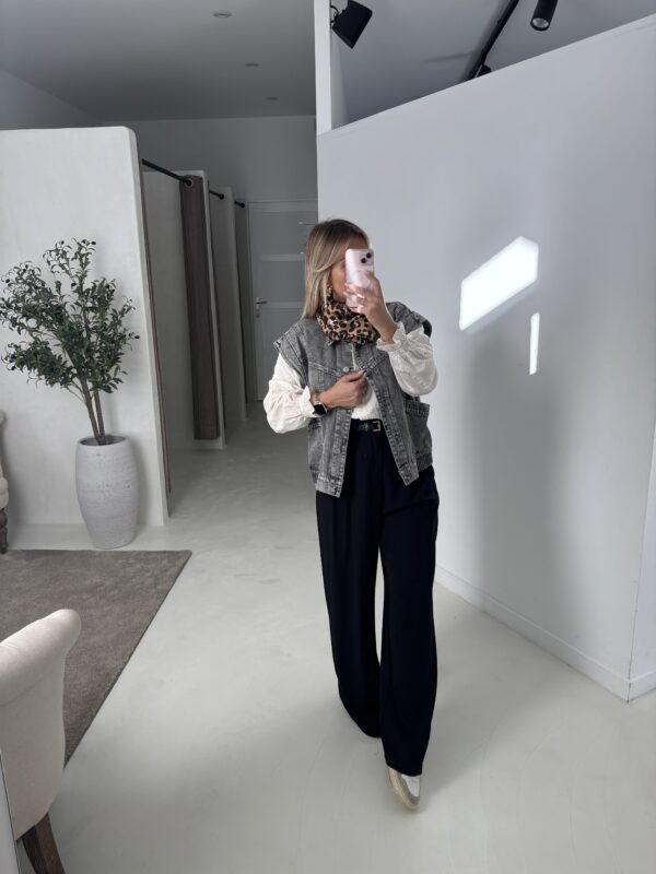 Veste en jean sans manches gris délavé
