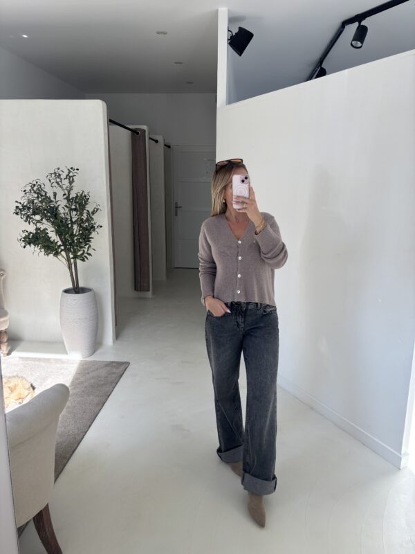 Gilet boutonné taupe clair