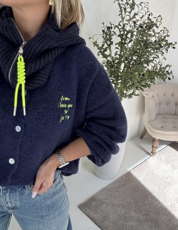 Gilet bleu marine « From I love you to Je t’aime » – Image 3