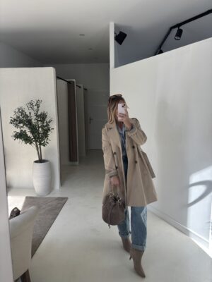 Trench mi-long beige