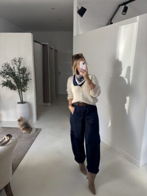 Pantalon ballon marine ceinturé