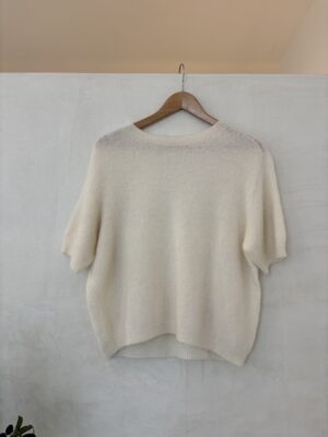 Pull doux manches courtes blanc