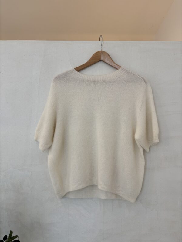 Pull doux manches courtes blanc