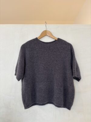 Pull doux manches courtes gris souris