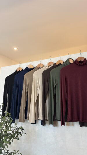 Top fin manches longues col roulé