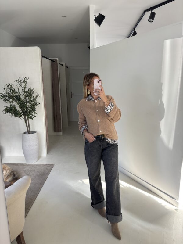 Gilet boutonné camel – Image 2