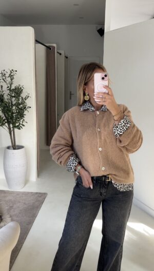 Gilet boutonné camel