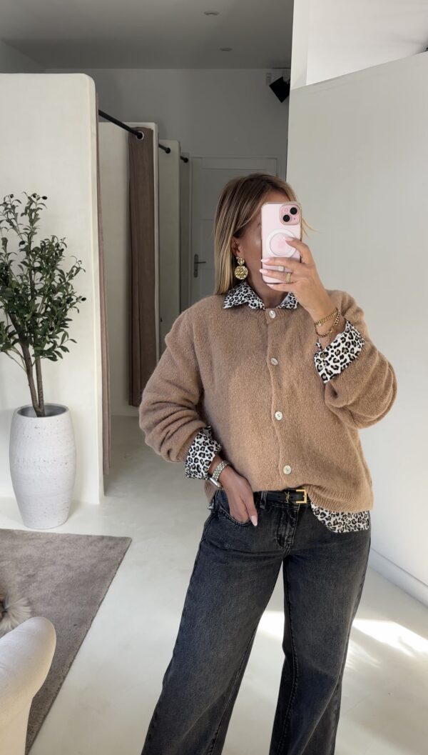 Gilet boutonné camel