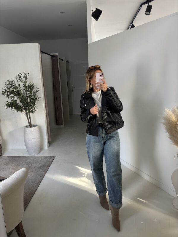 Veste en cuir noir – Image 2