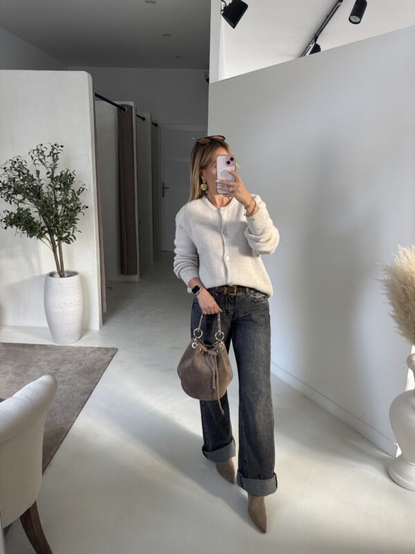 Gilet boutonné beige très clair – Image 2
