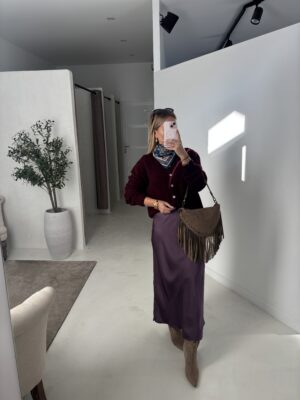 Jupe longue satinée prune