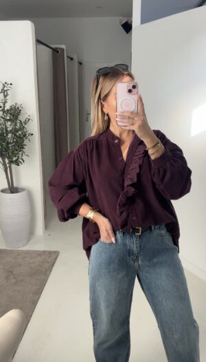 Blouse ample en velours prune