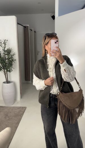 Gilet sans manches col montant kaki