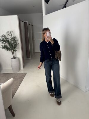 Jean wide leg taille basse bleu