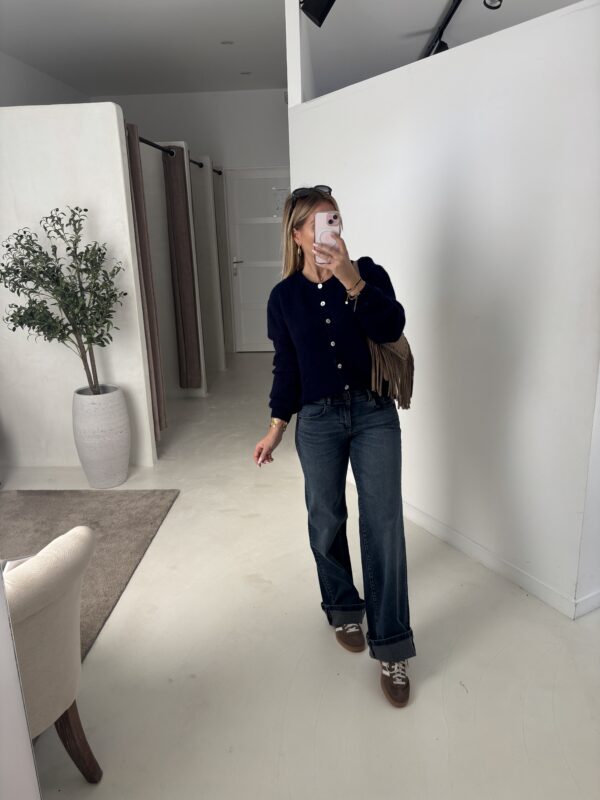 Jean wide leg taille basse bleu