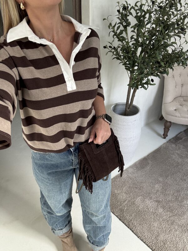 Pull bicolore avec col blanc – Image 2
