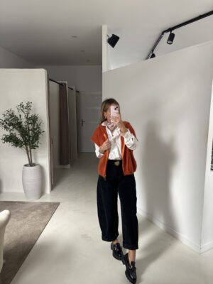 Gilet en maille sans manches à capuche orange