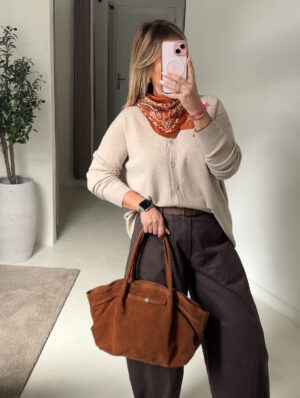 Sac style Demeulier en daim camel