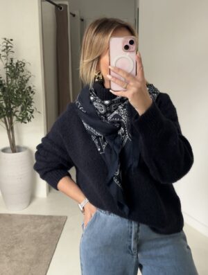 Écharpe style bandana bleu marine