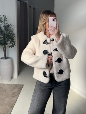 Manteau court molletonné blanc