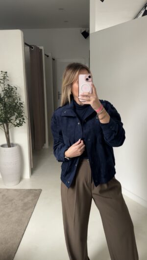 Veste en suédine bleu