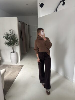 Pull col roulé camel