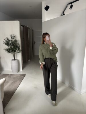 Pantalon kaki large, taille haute