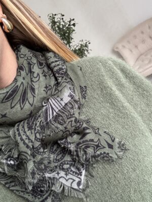 Foulard esprit Kujten motifs bandana kaki foncé