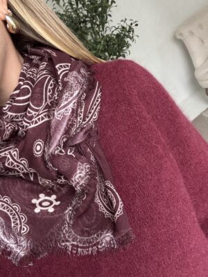 Foulard esprit Kujten motifs bandana bordeaux