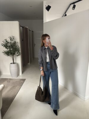 Chemise manches longues grise avec poche de poitrine