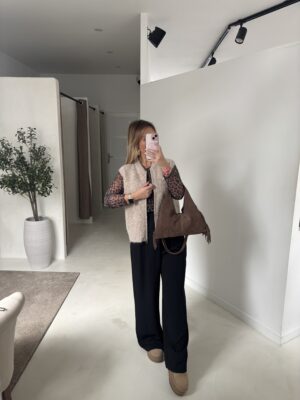 Gilet sans manches zippé beige