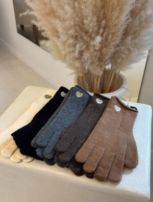 Gants cœur brodé doré