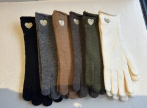 Gants cœur brodé doré