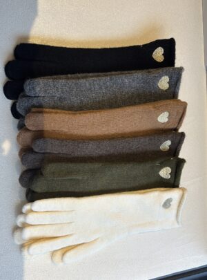 Gants cœur brodé doré