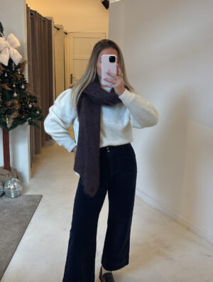 Grande écharpe en mohair marron