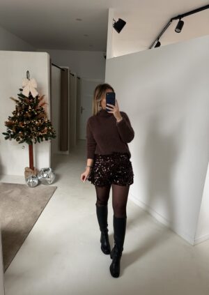 Short à paillettes bronze