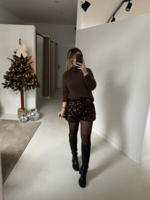 Short à paillettes bronze