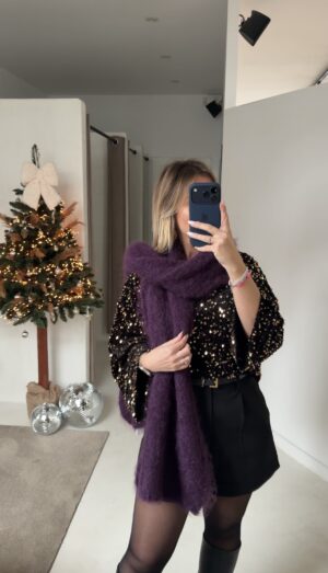 Grande écharpe en mohair violet