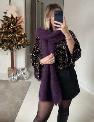 Grande écharpe en mohair violet