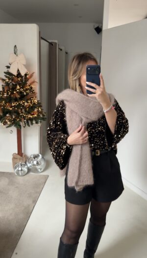 Grande écharpe en mohair beige