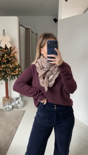 Écharpe style bandana beige foncé